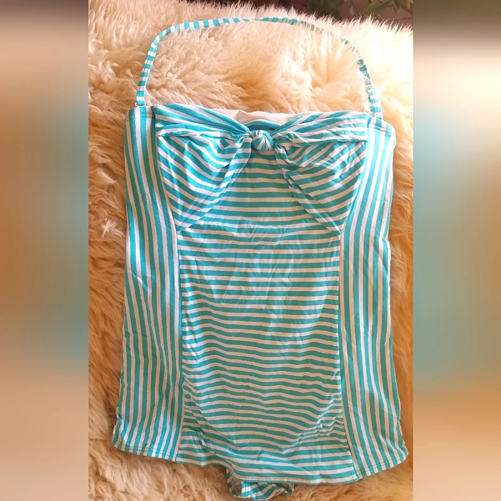 Coco Rave one-piece 20's Style swimming suit Small 32C blue stripe, Never Worn